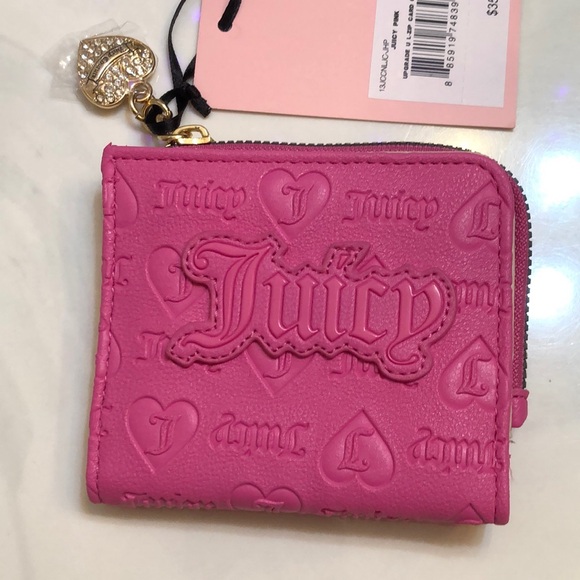 Juicy Couture Juicy Pink Upgrade U L-Zip Faux Leather Card Case NWT - Picture 15 of 16